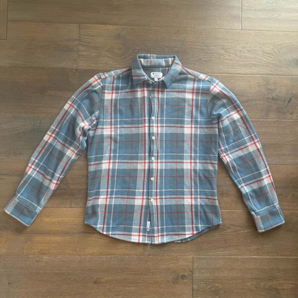 Sperry Premium Apparel Men's Long Sleeve Blue Red Plaid Flannel Shirt Sz Large